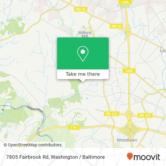 Mapa de 7805 Fairbrook Rd, Windsor Mill, MD 21244