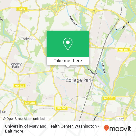 University of Maryland Health Center, Campus Dr map