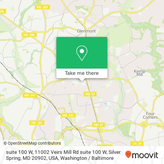 Mapa de suite 100  W, 11002 Veirs Mill Rd suite 100  W, Silver Spring, MD 20902, USA