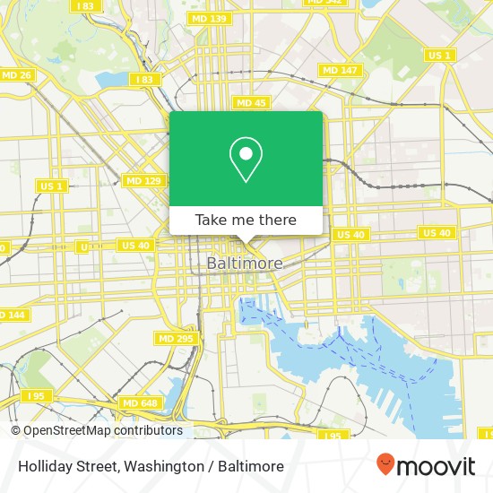 Mapa de Holliday Street, Holliday St, Baltimore, MD 21202, USA