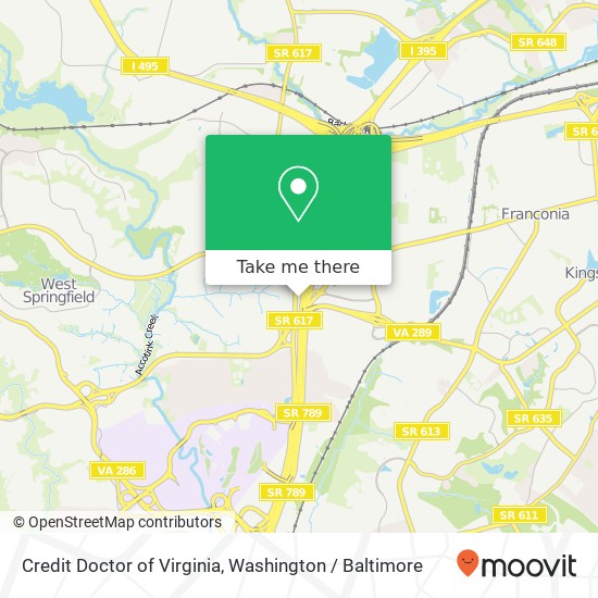 Mapa de Credit Doctor of Virginia, 6715 Backlick Rd