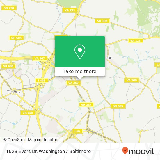 1629 Evers Dr, McLean, VA 22101 map