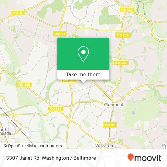 Mapa de 3307 Janet Rd, Silver Spring, MD 20906