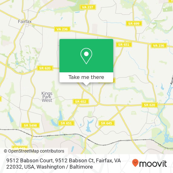 Mapa de 9512 Babson Court, 9512 Babson Ct, Fairfax, VA 22032, USA