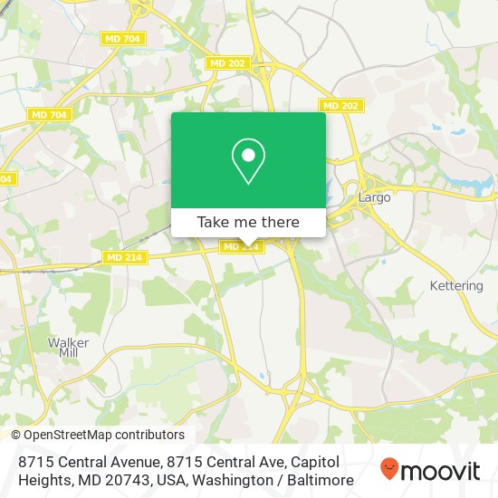 Mapa de 8715 Central Avenue, 8715 Central Ave, Capitol Heights, MD 20743, USA