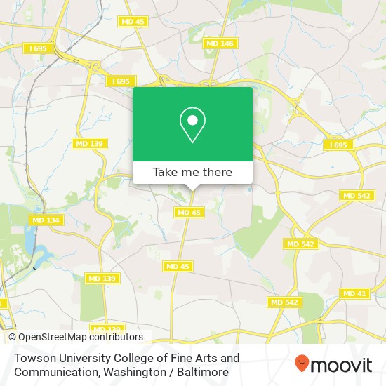 Mapa de Towson University College of Fine Arts and Communication, 8000 York Rd