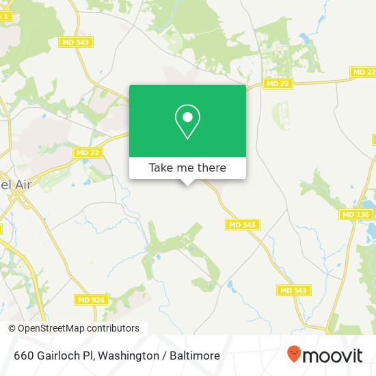 Mapa de 660 Gairloch Pl, Bel Air, MD 21015
