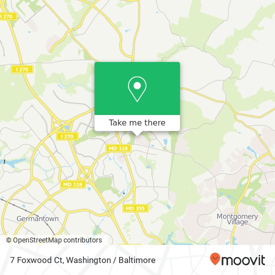 Mapa de 7 Foxwood Ct, Germantown, MD 20876