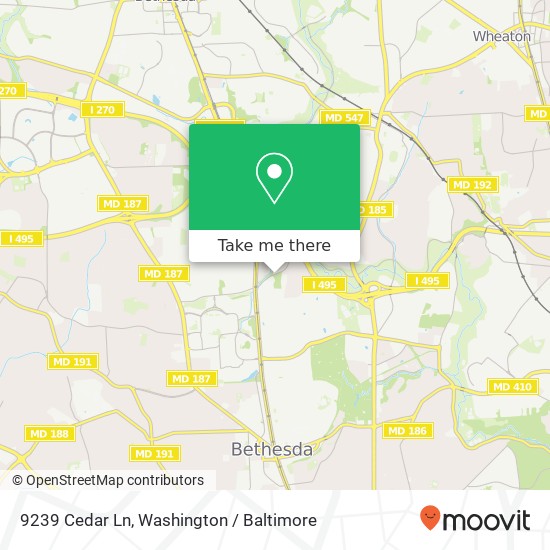 Mapa de 9239 Cedar Ln, Bethesda, MD 20814