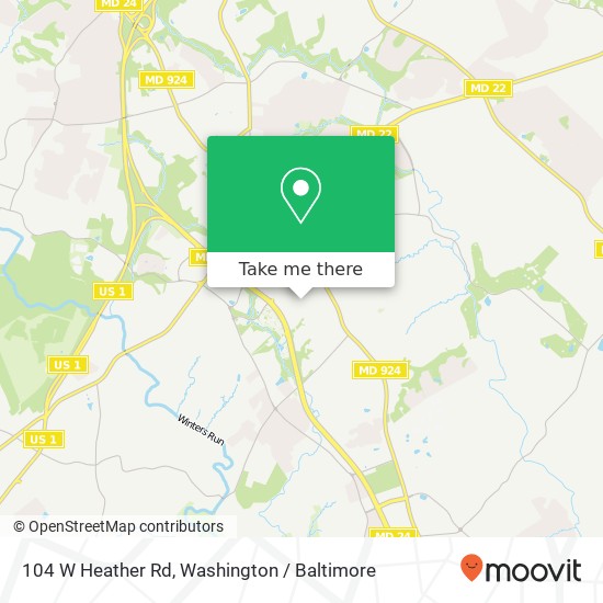 Mapa de 104 W Heather Rd, Bel Air, MD 21014