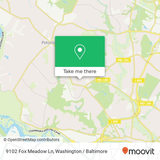 Mapa de 9102 Fox Meadow Ln, Potomac, MD 20854