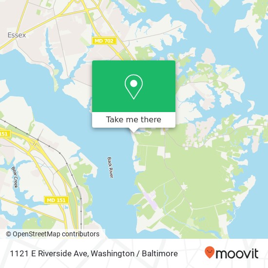 Mapa de 1121 E Riverside Ave, Essex, MD 21221