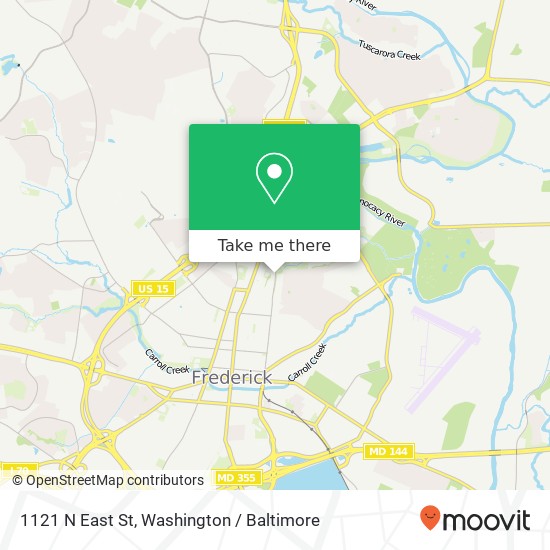 Mapa de 1121 N East St, Frederick, MD 21701