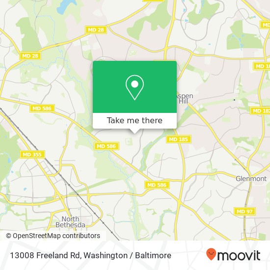 Mapa de 13008 Freeland Rd, Rockville, MD 20853