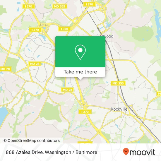 Mapa de 868 Azalea Drive, 868 Azalea Dr, Rockville, MD 20850, USA