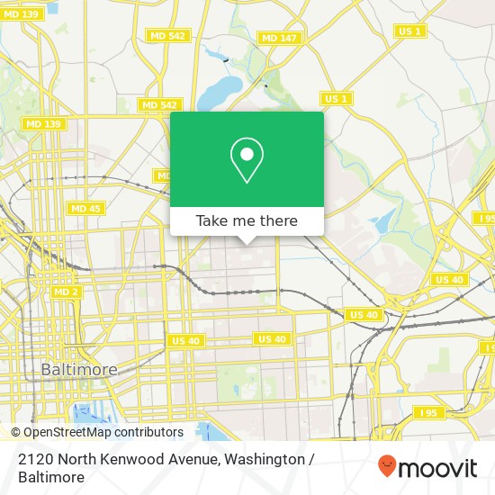 Mapa de 2120 North Kenwood Avenue, 2120 N Kenwood Ave, Baltimore, MD 21213, USA