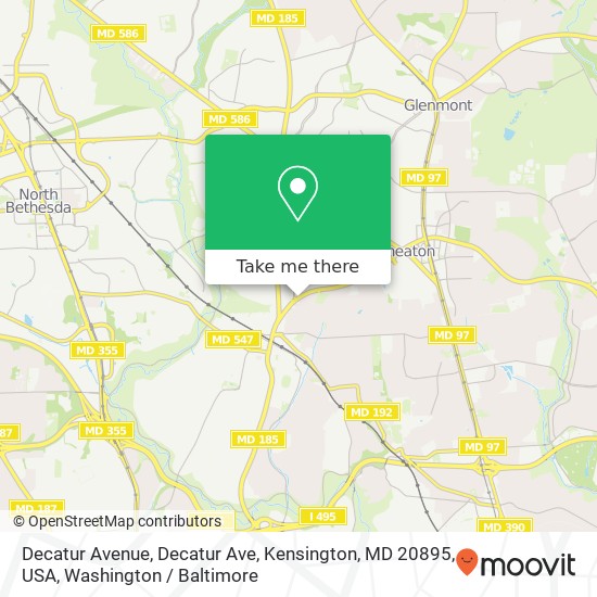 Mapa de Decatur Avenue, Decatur Ave, Kensington, MD 20895, USA