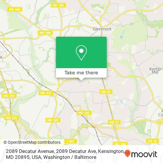 2089 Decatur Avenue, 2089 Decatur Ave, Kensington, MD 20895, USA map