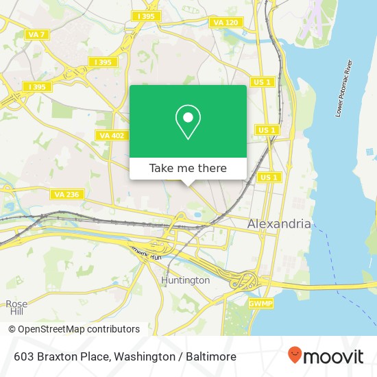 Mapa de 603 Braxton Place, 603 Braxton Pl, Alexandria, VA 22301, USA