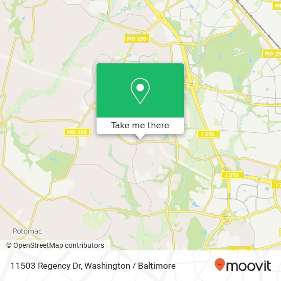 Mapa de 11503 Regency Dr, Potomac, MD 20854