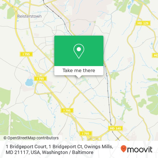 Mapa de 1 Bridgeport Court, 1 Bridgeport Ct, Owings Mills, MD 21117, USA