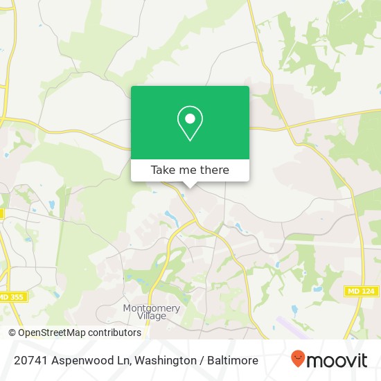 Mapa de 20741 Aspenwood Ln, Montgomery Village, MD 20886
