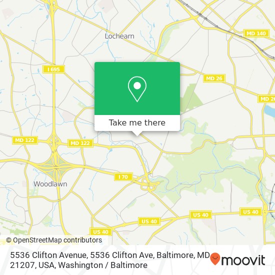 5536 Clifton Avenue, 5536 Clifton Ave, Baltimore, MD 21207, USA map
