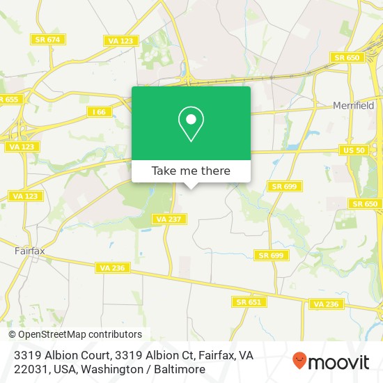 Mapa de 3319 Albion Court, 3319 Albion Ct, Fairfax, VA 22031, USA