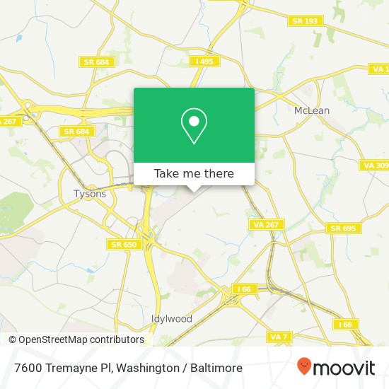 Mapa de 7600 Tremayne Pl, McLean, VA 22102