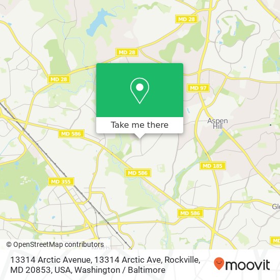 Mapa de 13314 Arctic Avenue, 13314 Arctic Ave, Rockville, MD 20853, USA