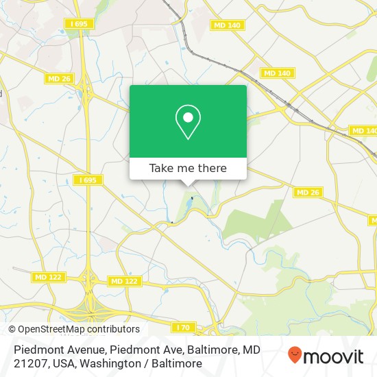 Mapa de Piedmont Avenue, Piedmont Ave, Baltimore, MD 21207, USA