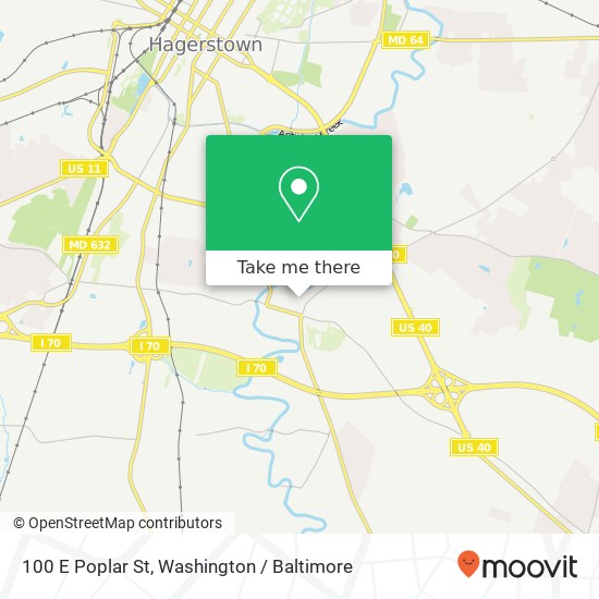 Mapa de 100 E Poplar St, Hagerstown, MD 21740