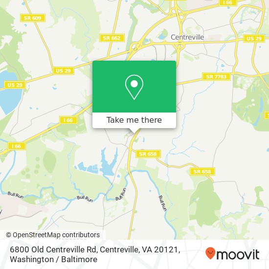 Mapa de 6800 Old Centreville Rd, Centreville, VA 20121