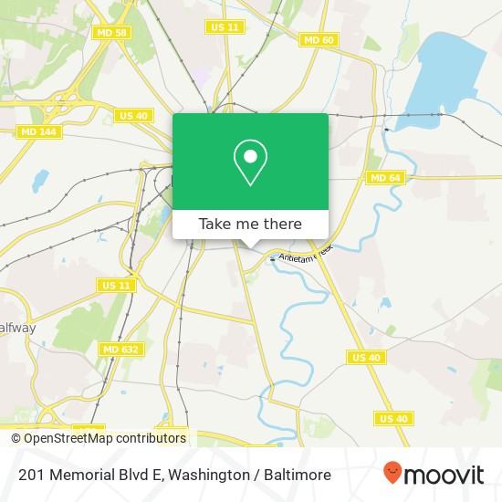 Mapa de 201 Memorial Blvd E, Hagerstown, MD 21740