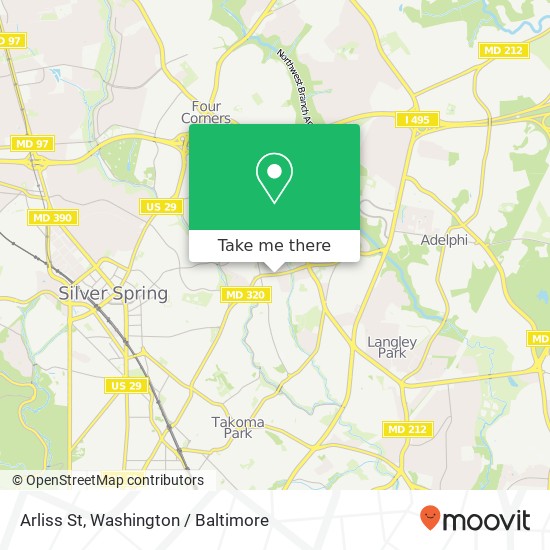 Mapa de Arliss St, Silver Spring, MD 20901