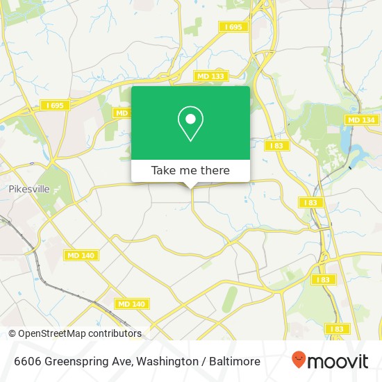 Mapa de 6606 Greenspring Ave, Baltimore, MD 21209