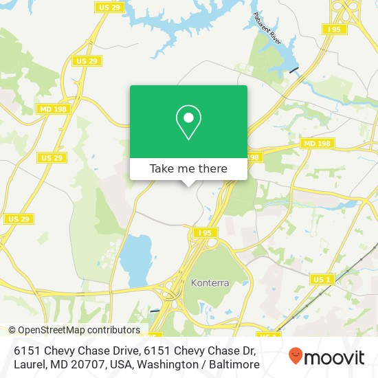 Mapa de 6151 Chevy Chase Drive, 6151 Chevy Chase Dr, Laurel, MD 20707, USA