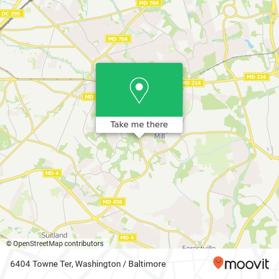 Mapa de 6404 Towne Ter, Capitol Heights, MD 20743