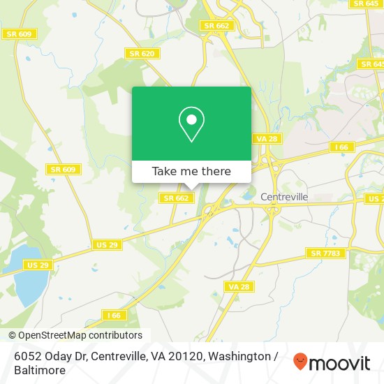 Mapa de 6052 Oday Dr, Centreville, VA 20120