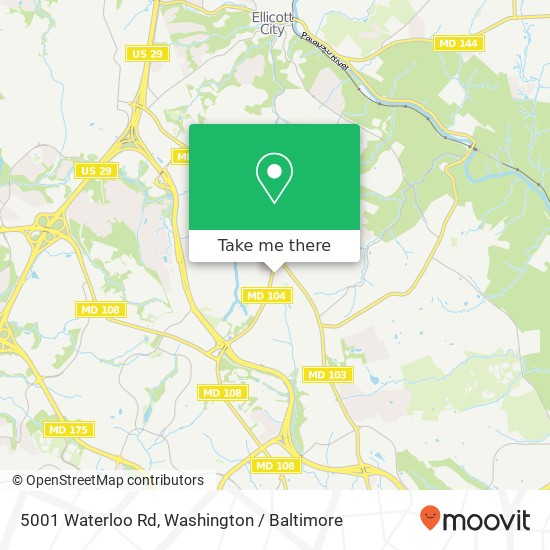 Mapa de 5001 Waterloo Rd, Ellicott City, MD 21043