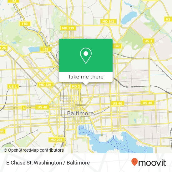 Mapa de E Chase St, Baltimore, MD 21202