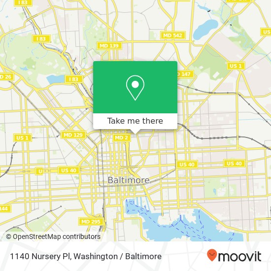 Mapa de 1140 Nursery Pl, Baltimore, MD 21202