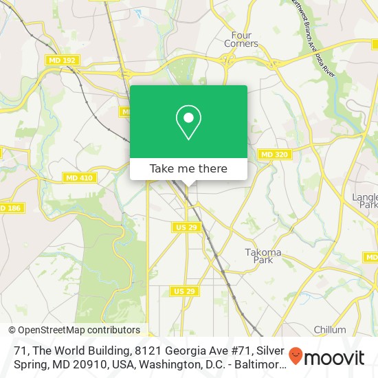 Mapa de 71, The World Building, 8121 Georgia Ave #71, Silver Spring, MD 20910, USA