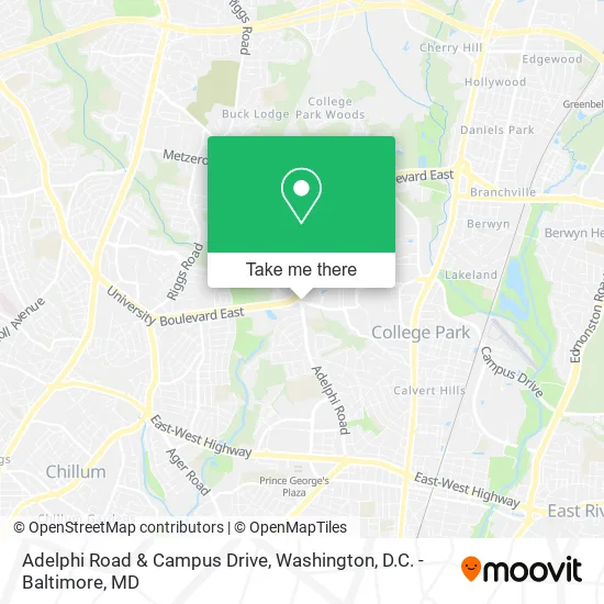 Adelphi Road & Campus Drive map