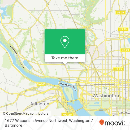 Mapa de 1677 Wisconsin Avenue Northwest, 1677 Wisconsin Ave NW, Washington, DC 20007, USA