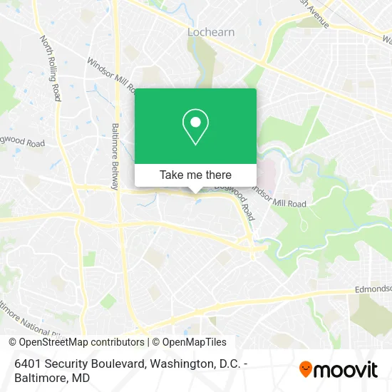 Mapa de 6401 Security Boulevard