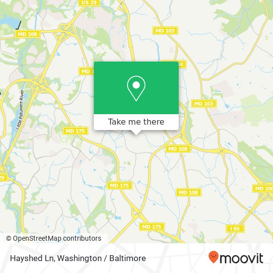 Mapa de Hayshed Ln, Columbia, MD 21045