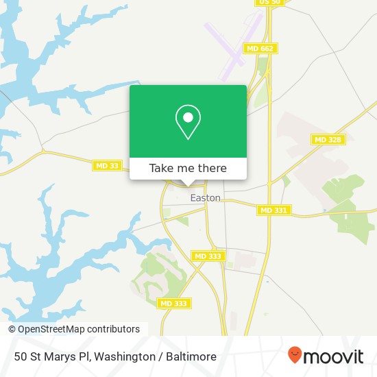 Mapa de 50 St Marys Pl, Easton, MD 21601