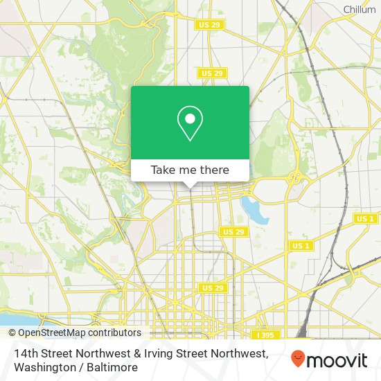 14th Street Northwest & Irving Street Northwest, 14th St NW & Irving St NW, Washington, DC 20010, USA map