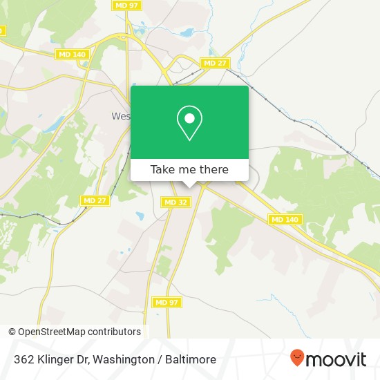 Mapa de 362 Klinger Dr, Westminster, MD 21157